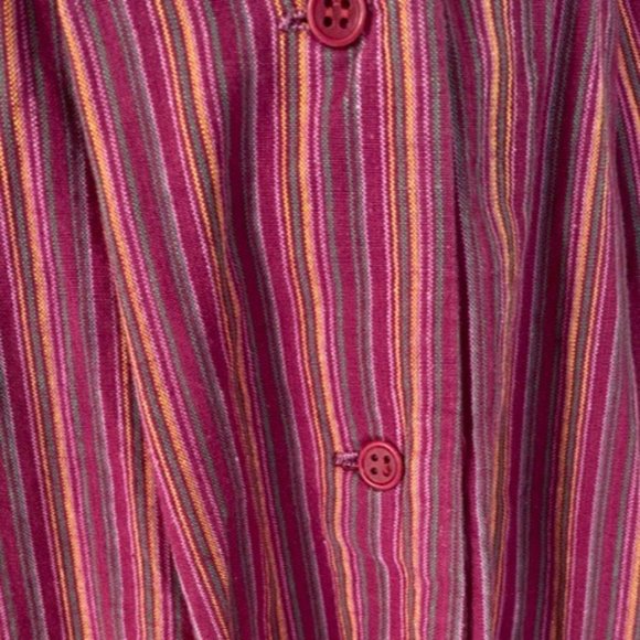 Vintage Womens Adini Pink Long Striped Cotton Skirt with Buttons Size Large 13 - Picture 4 of 4